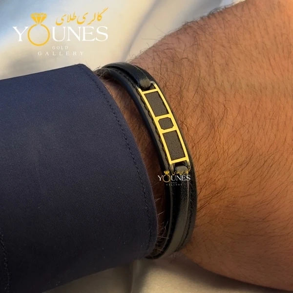 دستبند طلا چرم مردانه L179
